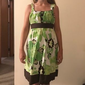 Green and Brown Floral Dress